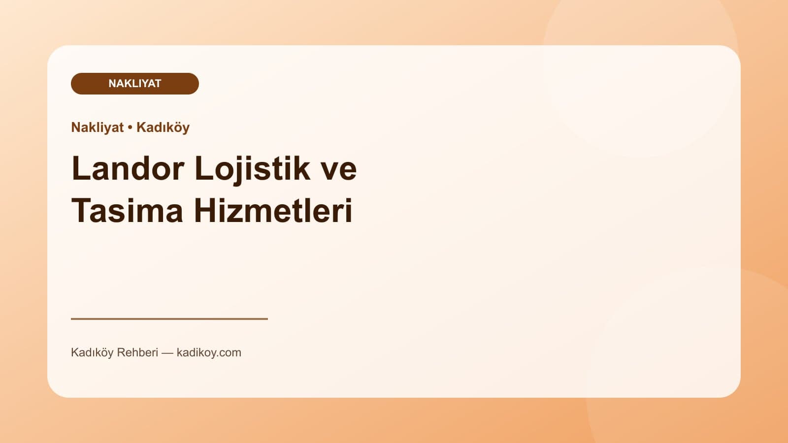 Landor Lojistik ve Tasima Hizmetleri