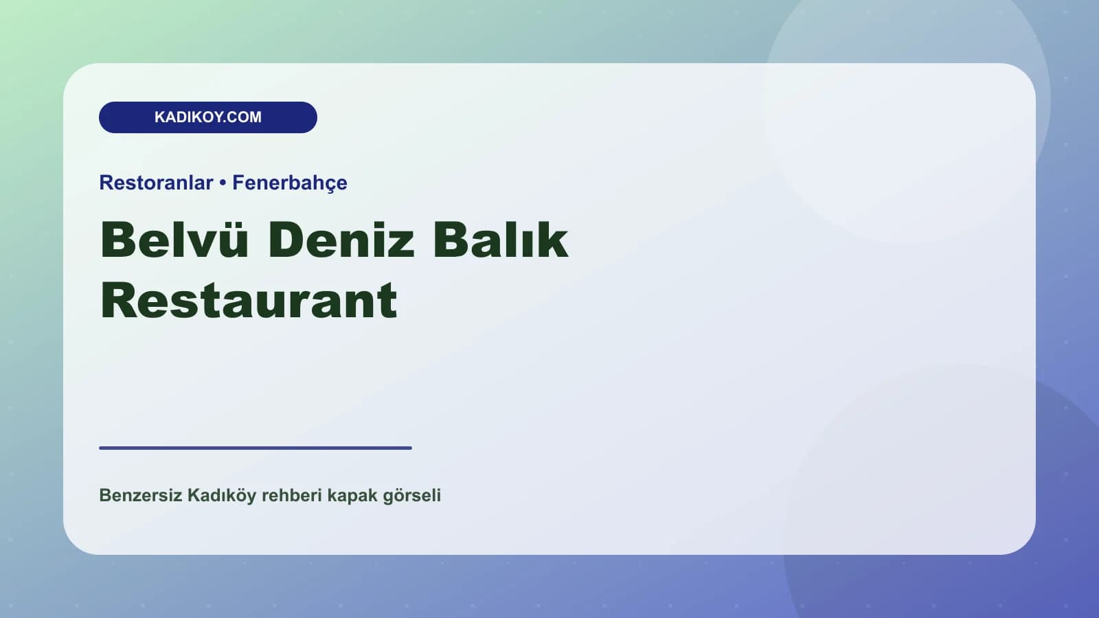 Belvü Deniz Balık Restaurant
