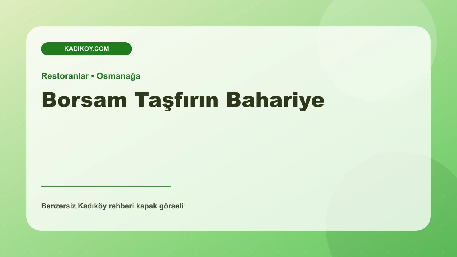 Borsam Taşfırın Bahariye