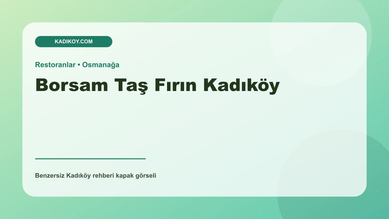 Borsam Taş Fırın Kadıköy
