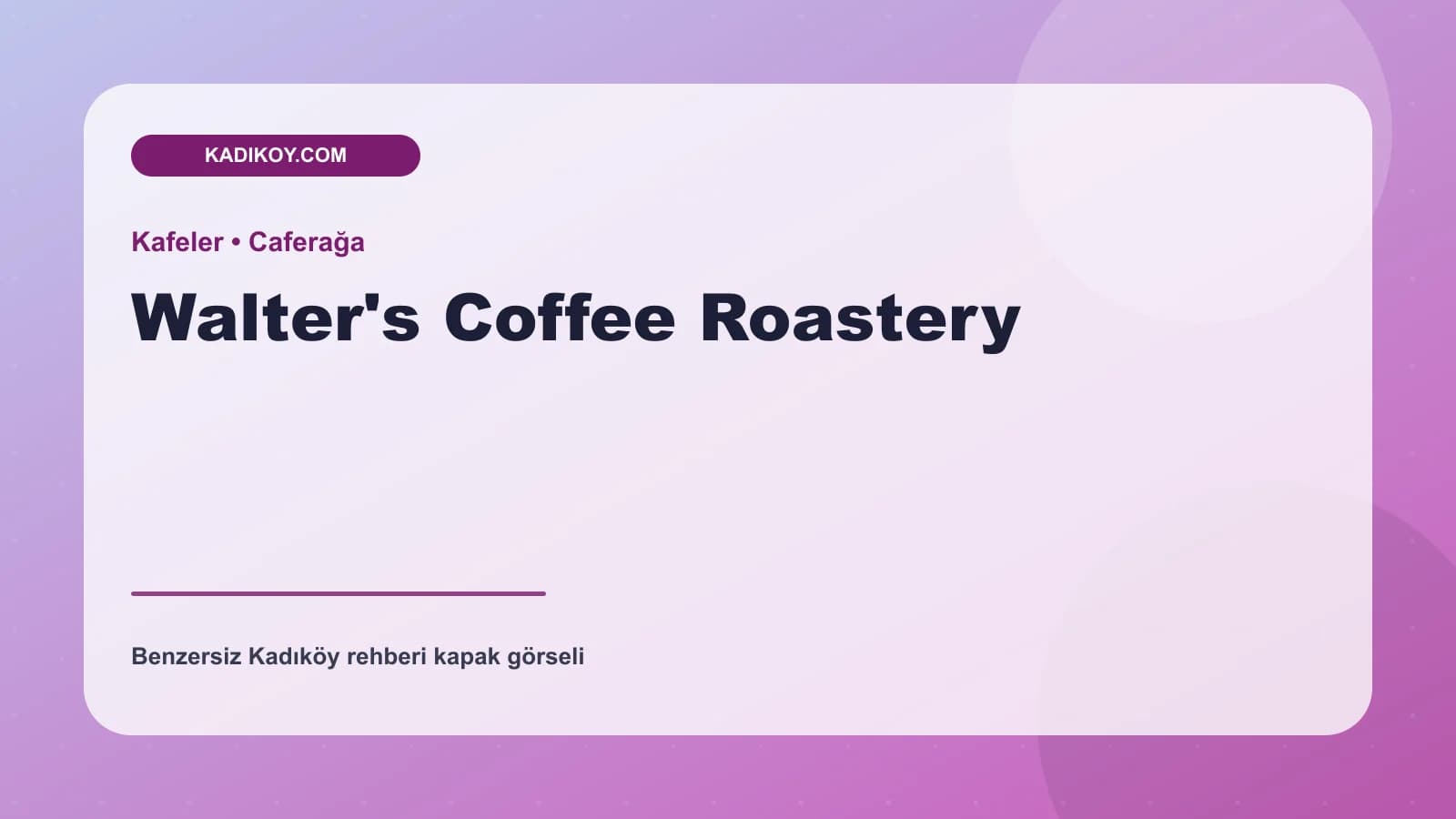 Walter's Coffee Roastery