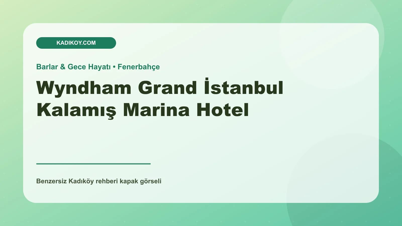 Wyndham Grand İstanbul Kalamış Marina Hotel