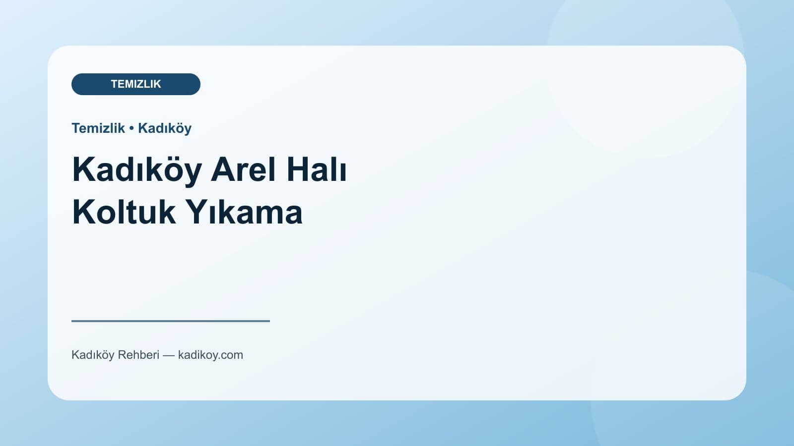 Kadıköy Arel Halı Koltuk Yıkama