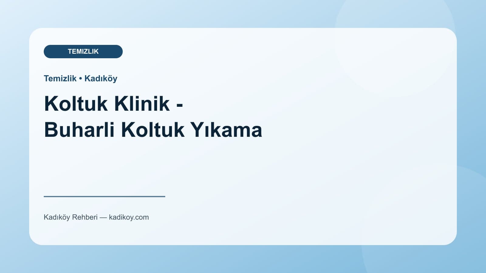 Koltuk Klinik - Buharli Koltuk Yıkama