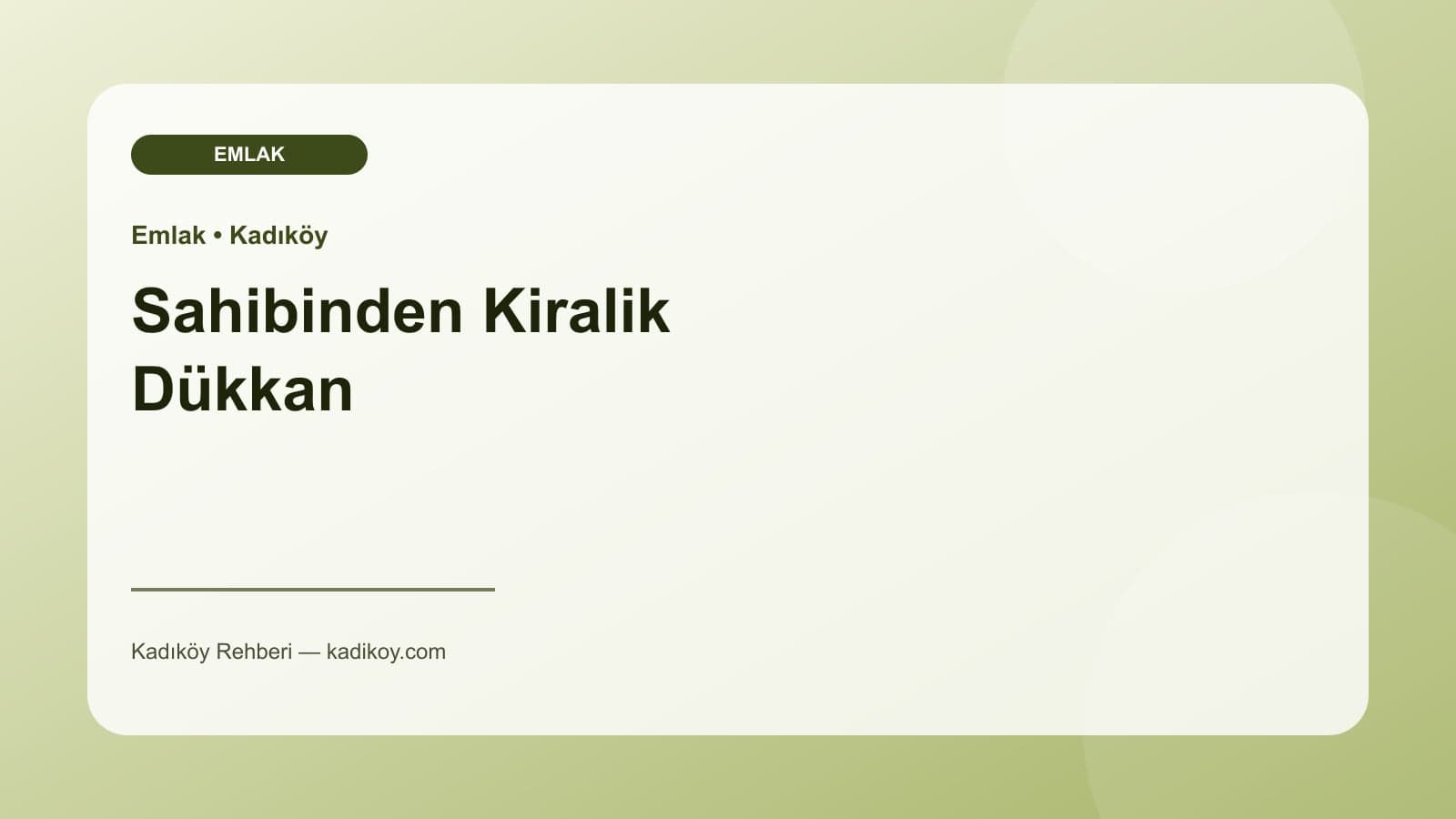 Sahibinden Kiralik Dükkan