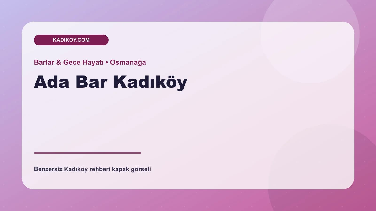 Ada Bar Kadıköy