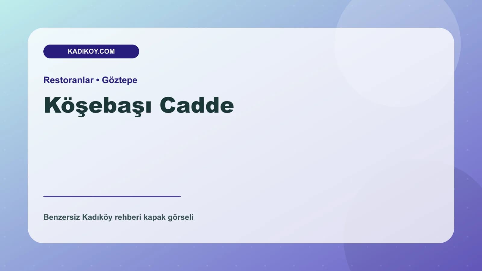 Köşebaşı Cadde