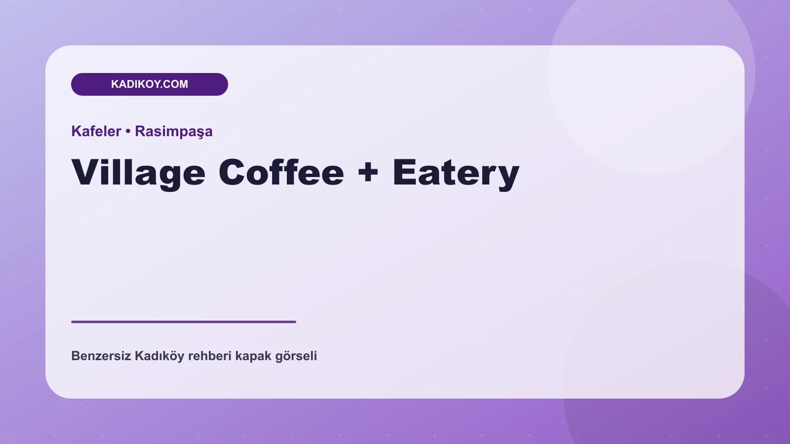 Village Coffee + Eatery