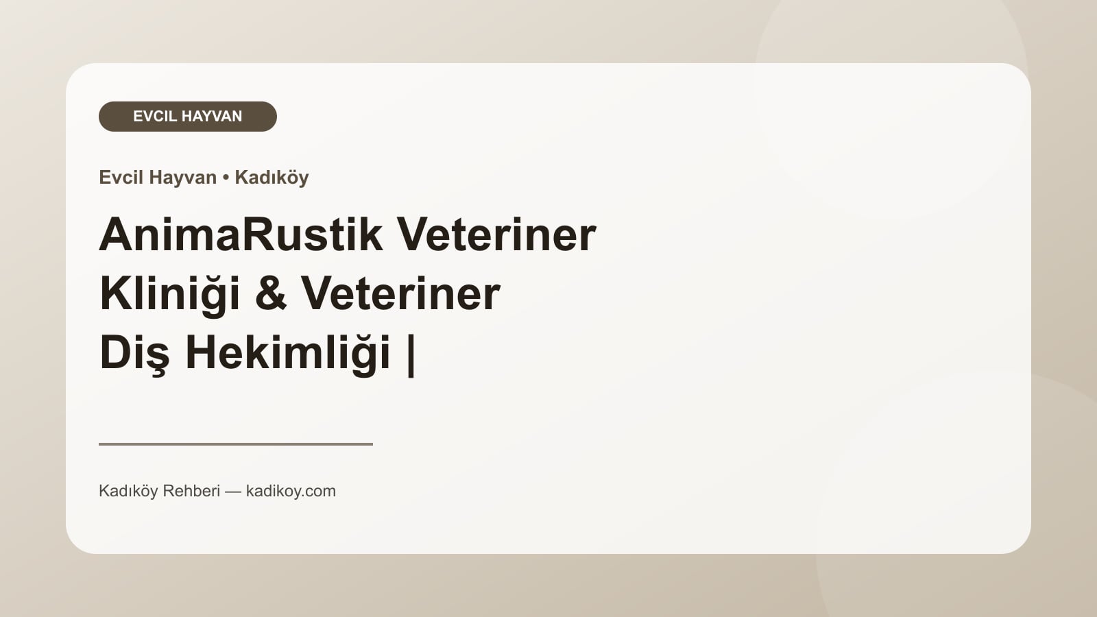 AnimaRustik Veteriner Kliniği & Veteriner Diş Hekimliği | Petshop Koşuyolu