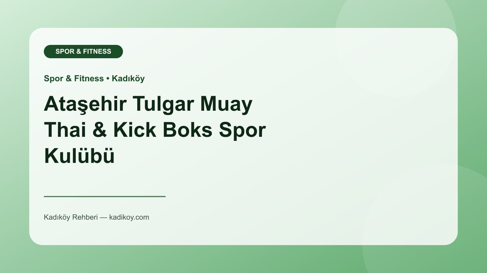 Ataşehir Tulgar Muay Thai & Kick Boks Spor Kulübü - Kadıköy işletme fotoğrafı
