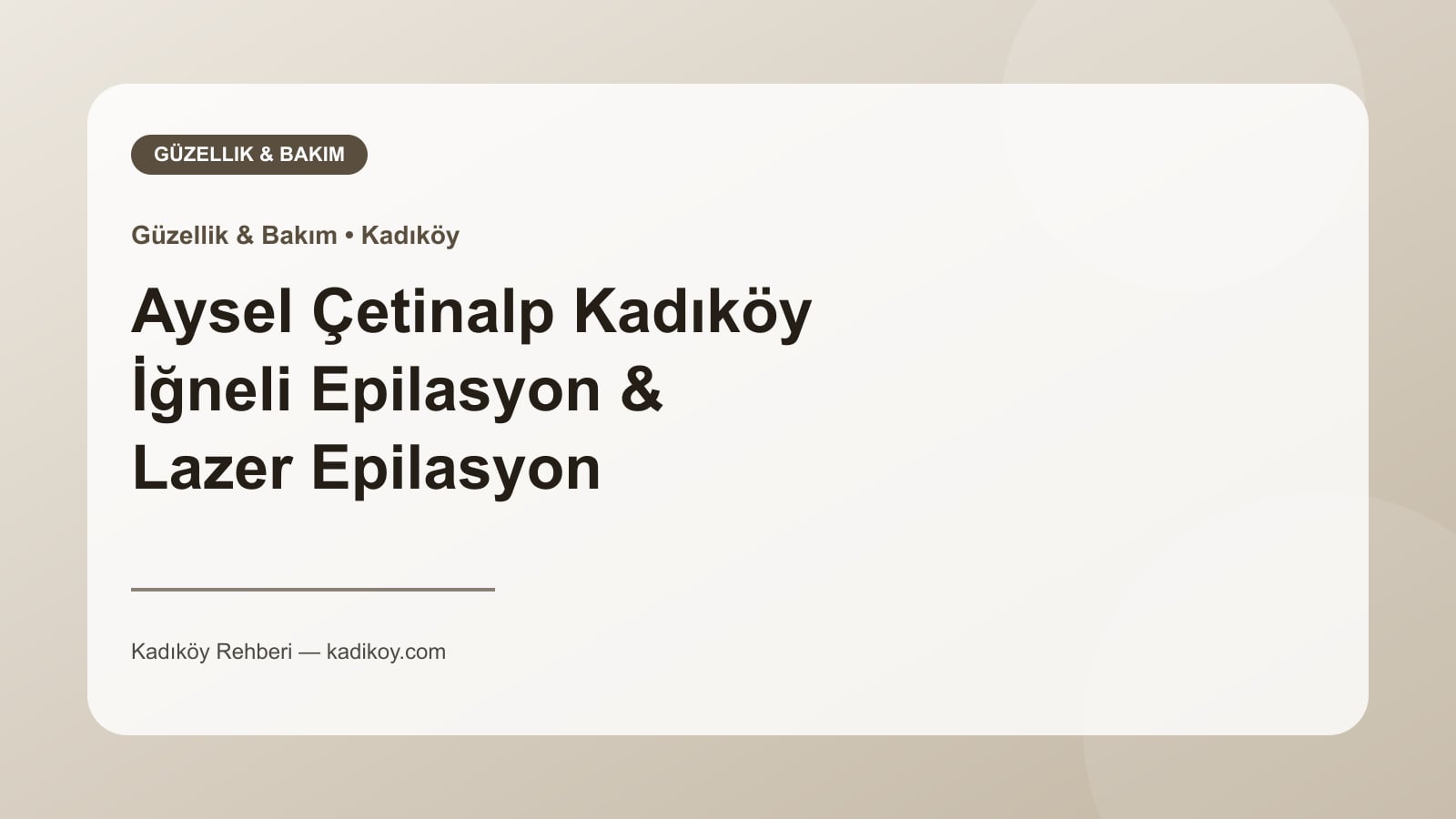 Aysel Çetinalp Kadıköy İğneli Epilasyon & Lazer Epilasyon - Kadıköy işletme fotoğrafı