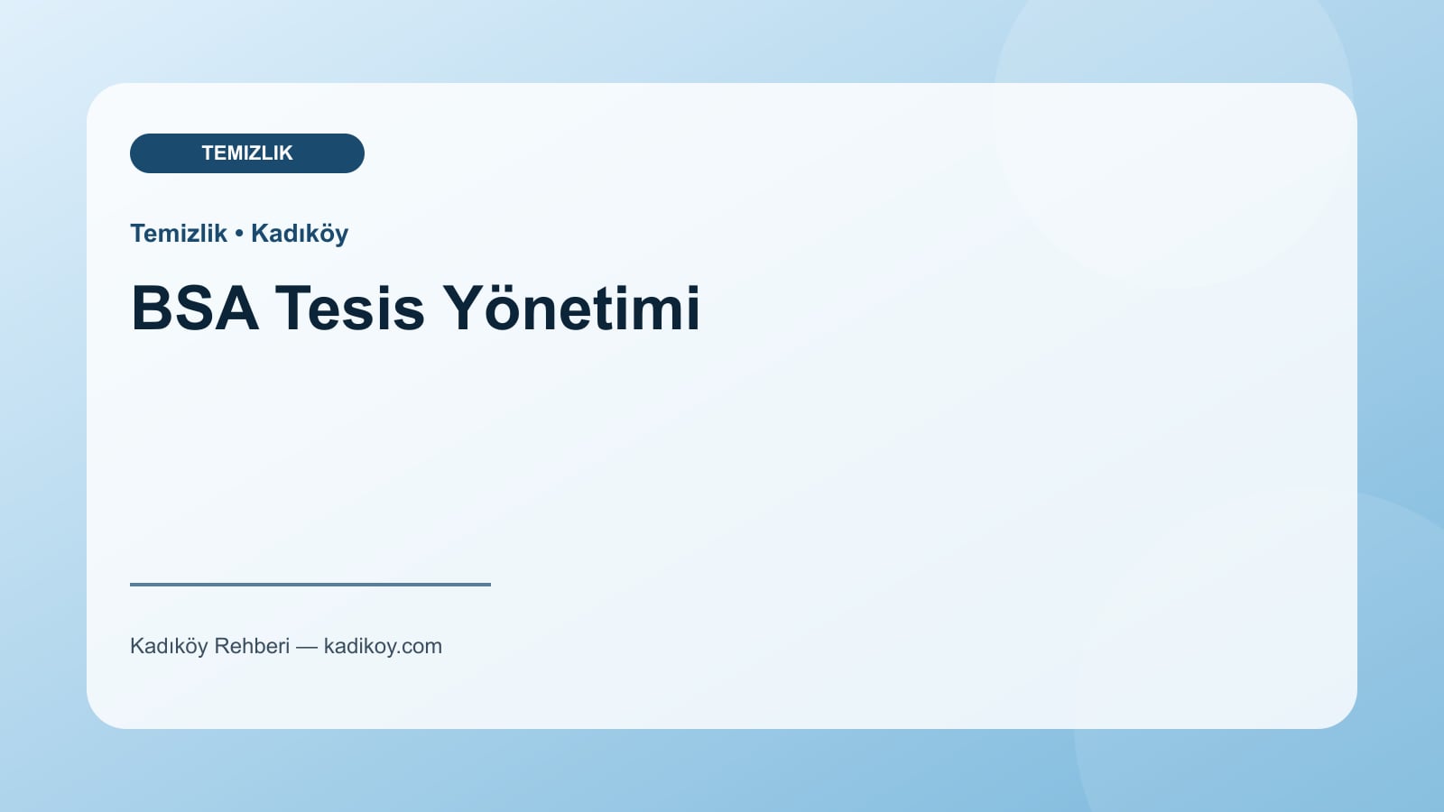 BSA Tesis Yönetimi - Kadıköy işletme fotoğrafı