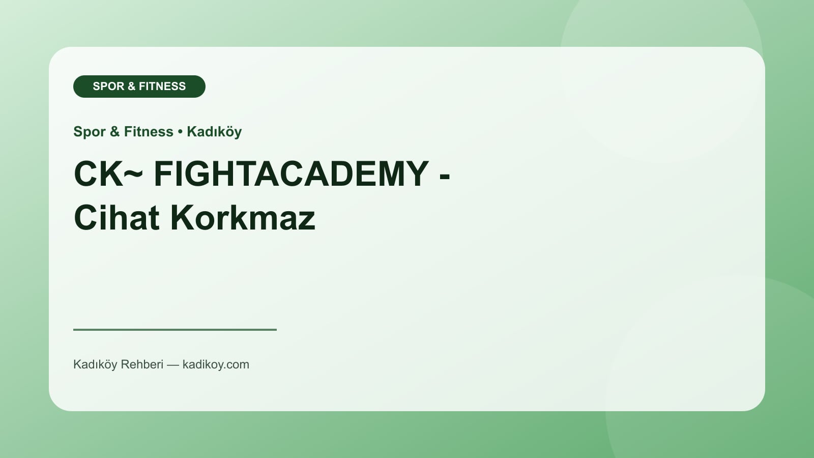 CK~ FIGHTACADEMY - Cihat Korkmaz - Kadıköy yakın mekan fotoğrafı