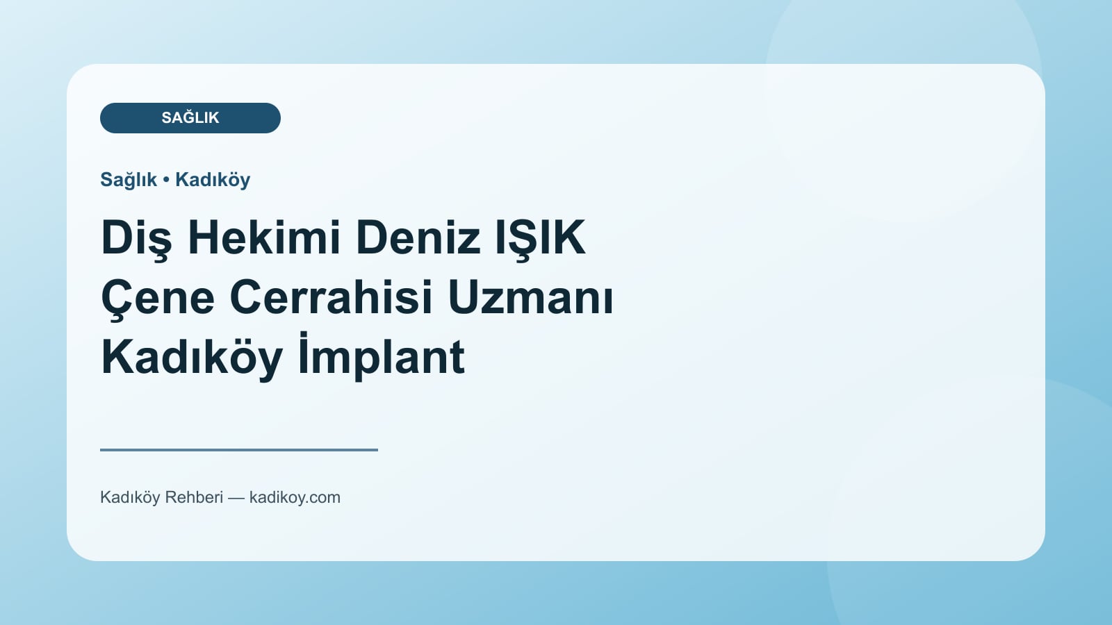 Diş Hekimi Deniz IŞIK Çene Cerrahisi Uzmanı Kadıköy İmplant - Kadıköy yakın mekan fotoğrafı