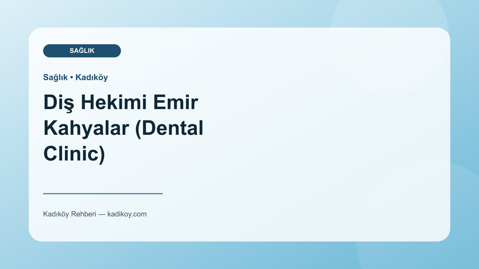 Diş Hekimi Emir Kahyalar (Dental Clinic) - Kadıköy işletme fotoğrafı