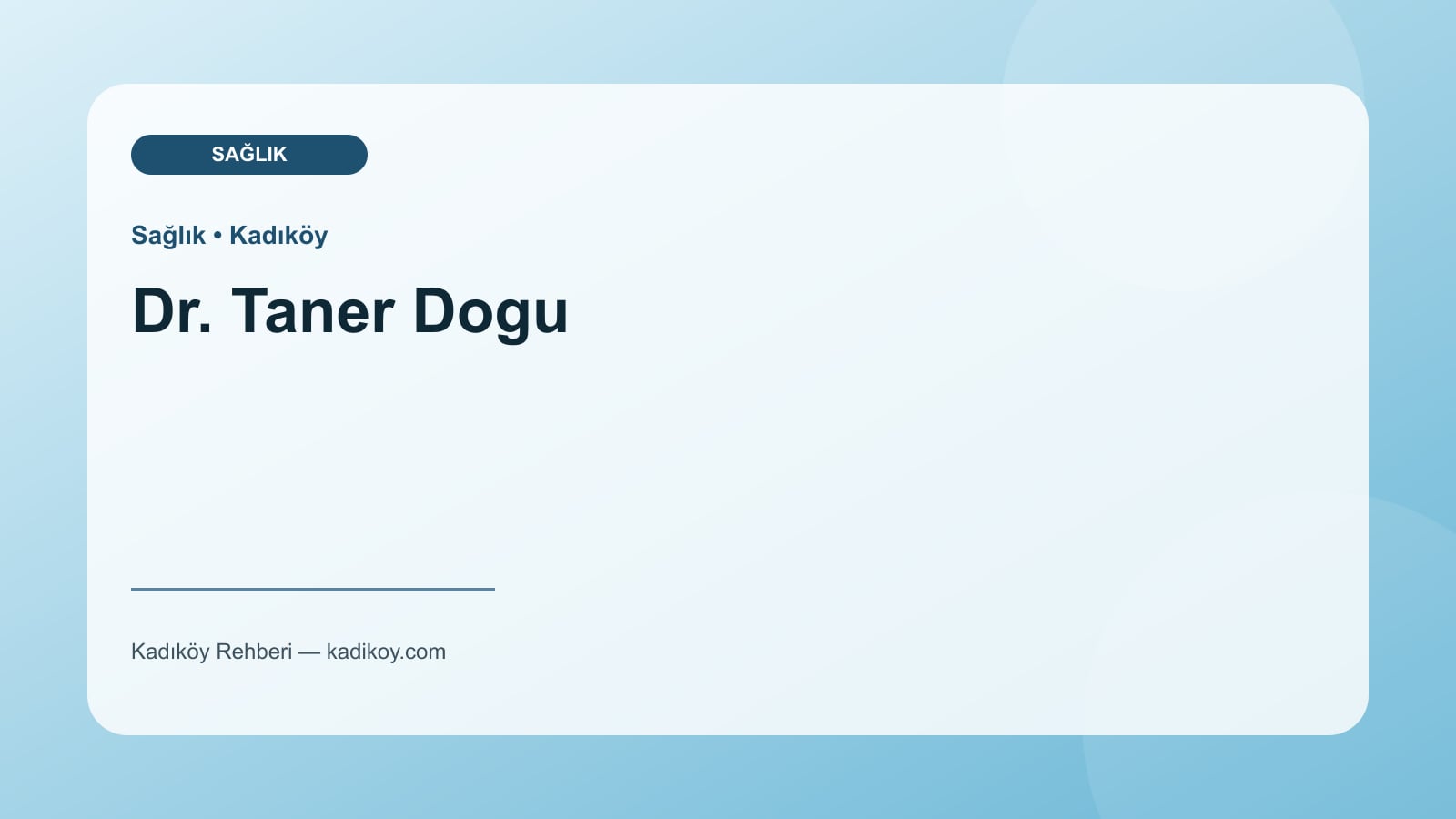 Dr. Taner Dogu - Kadıköy işletme fotoğrafı