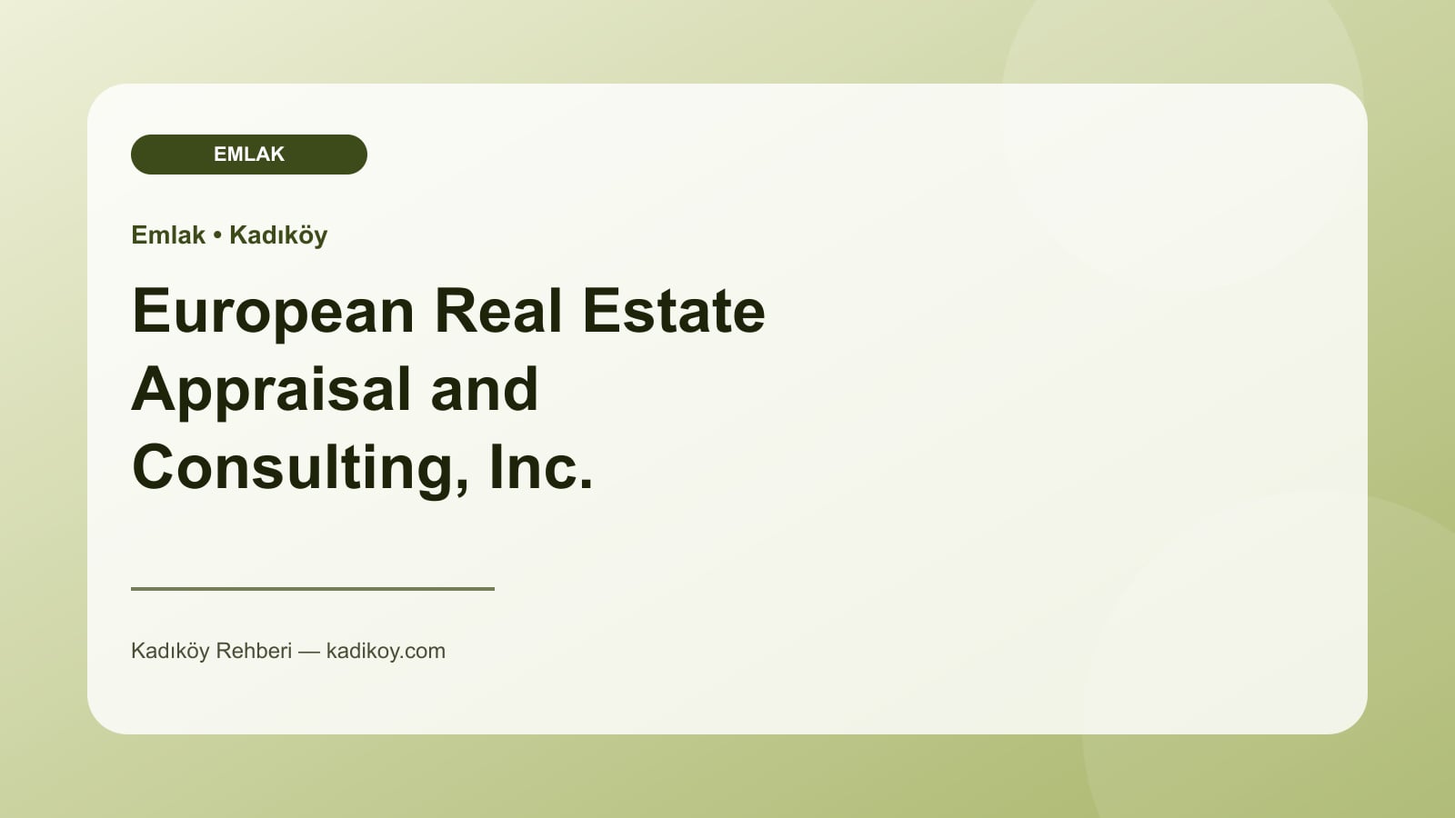 European Real Estate Appraisal and Consulting, Inc. - Kadıköy işletme fotoğrafı