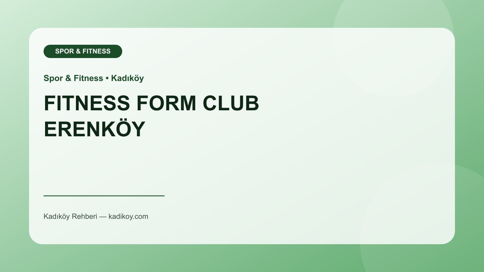 FITNESS FORM CLUB ERENKÖY - Kadıköy işletme fotoğrafı