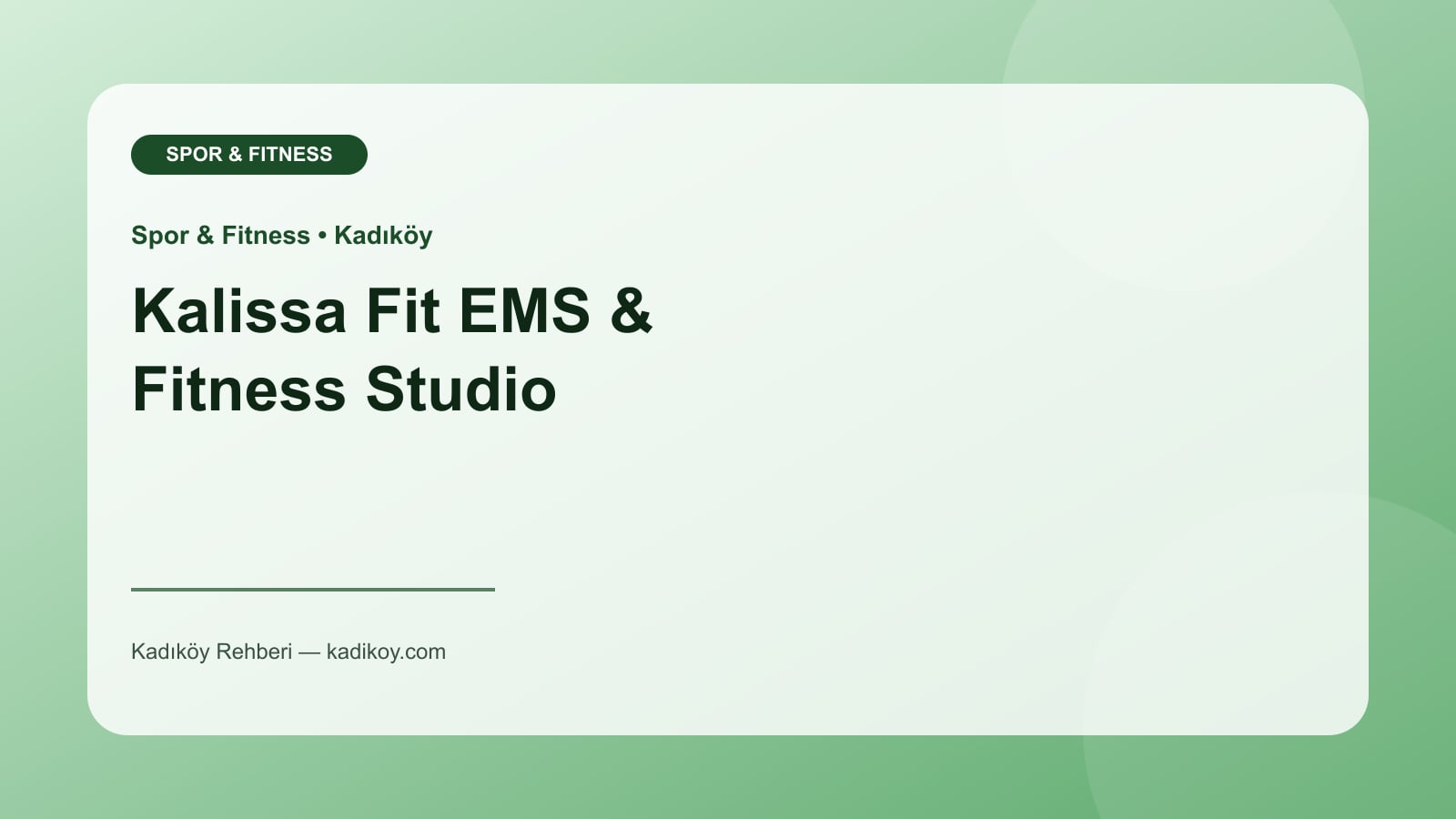 Kalissa Fit EMS & Fitness Studio - Kadıköy işletme fotoğrafı