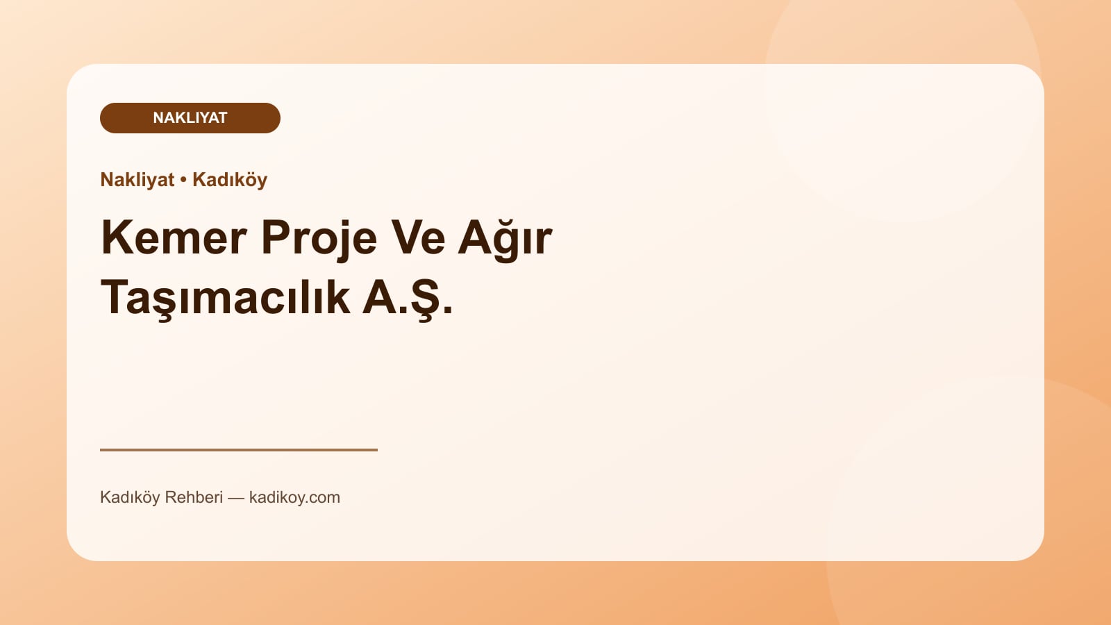 Kemer Proje Ve Ağır Taşımacılık A.Ş. - Kadıköy yakın mekan fotoğrafı