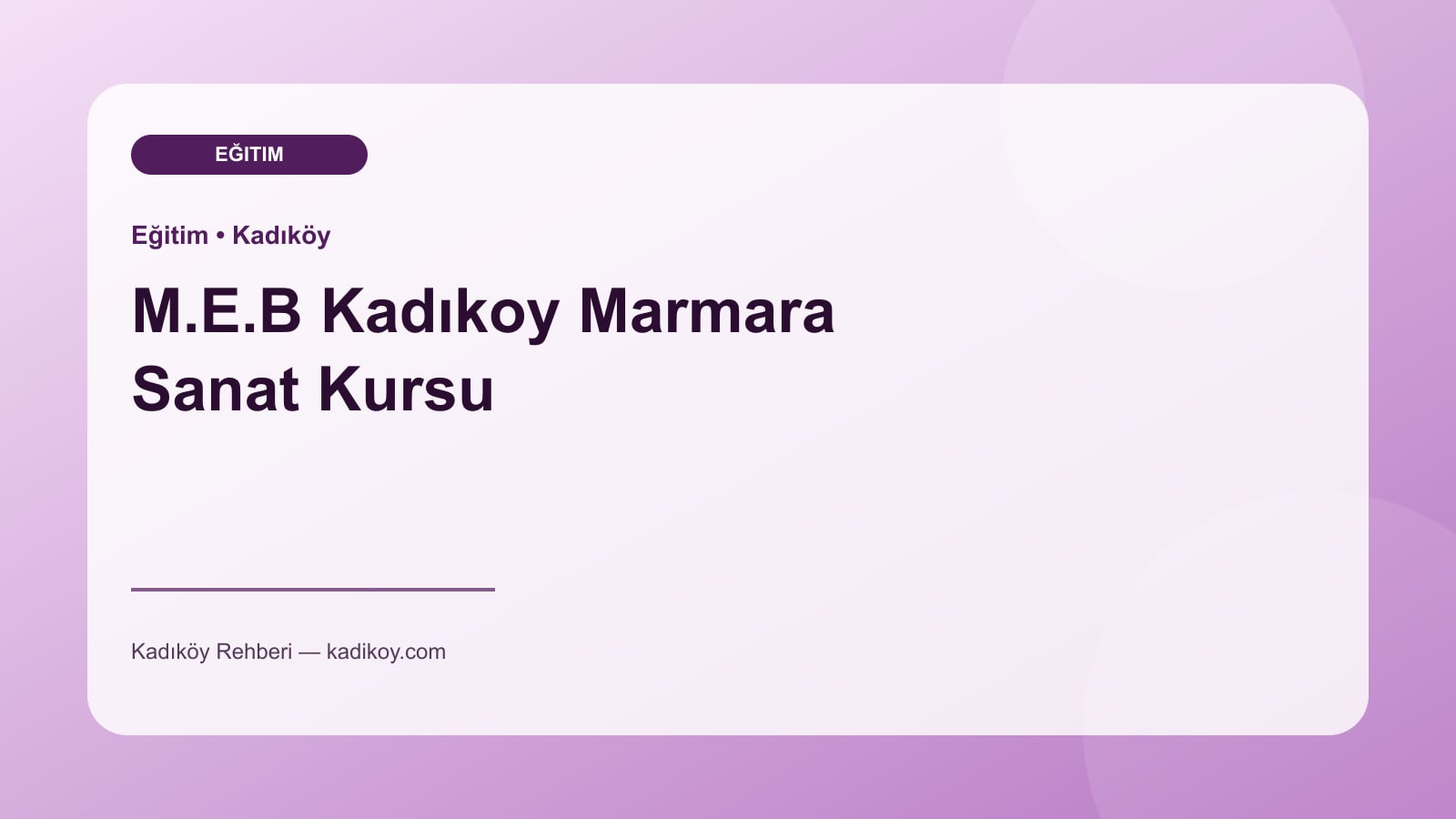 M.E.B Kadıkoy Marmara Sanat Kursu - Kadıköy yakın mekan fotoğrafı