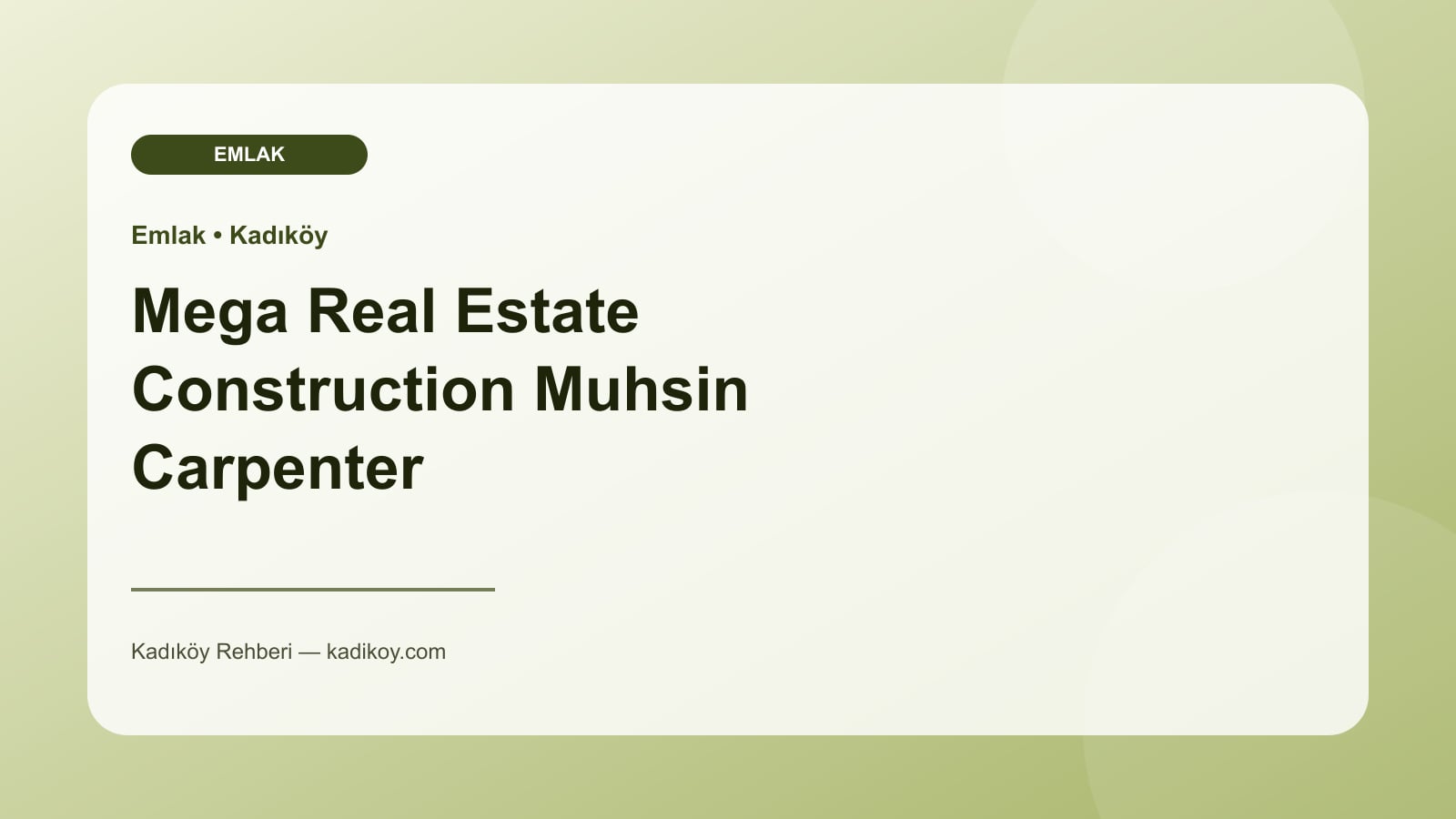 Mega Real Estate Construction Muhsin Carpenter - Kadıköy işletme fotoğrafı