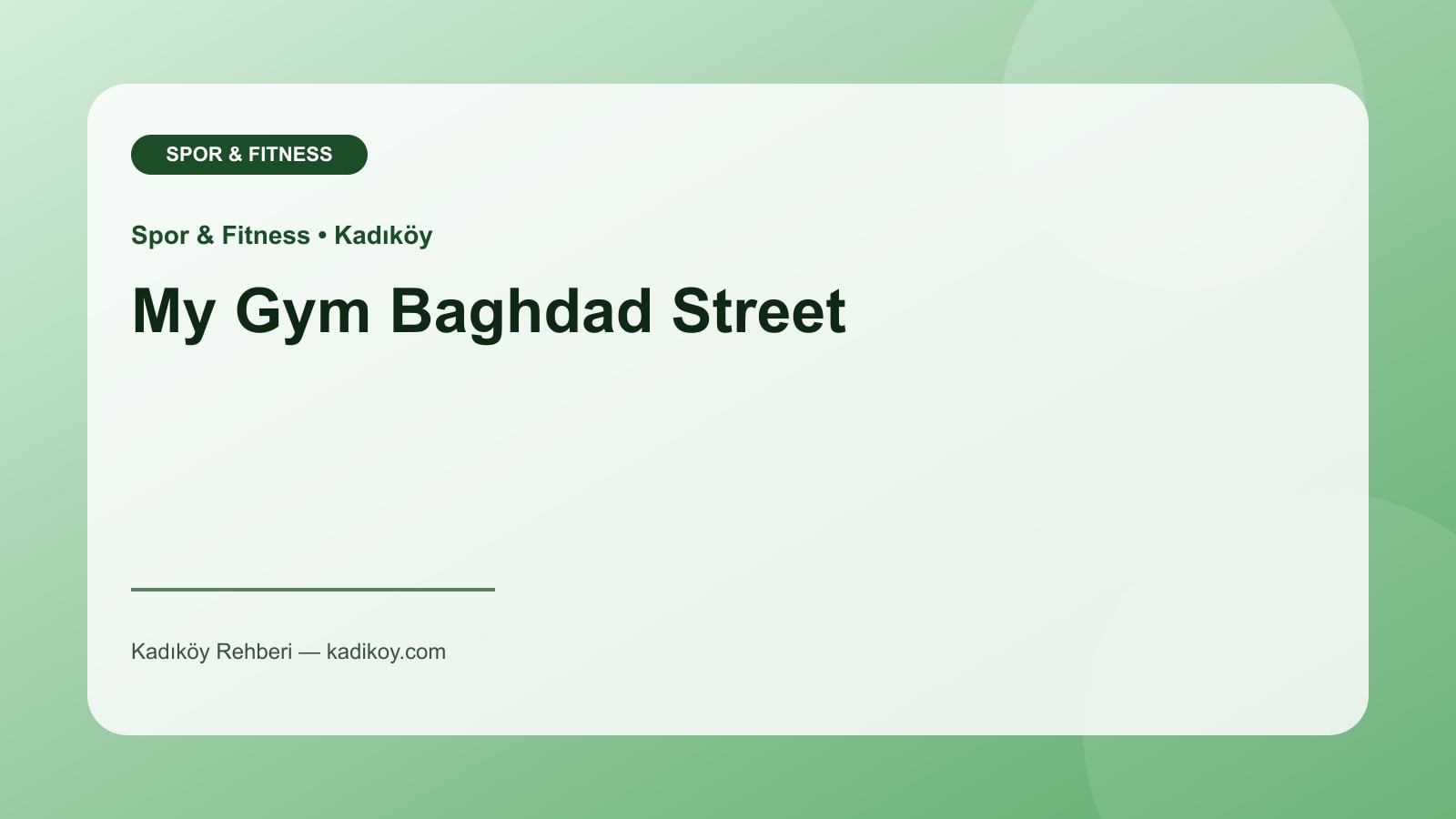 My Gym Baghdad Street - Kadıköy işletme fotoğrafı
