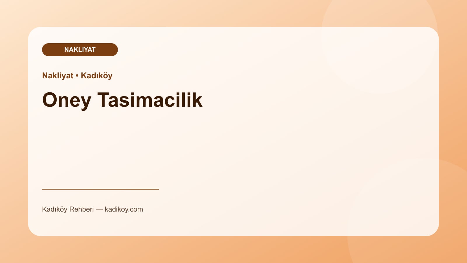 Oney Tasimacilik - Kadıköy yakın mekan fotoğrafı