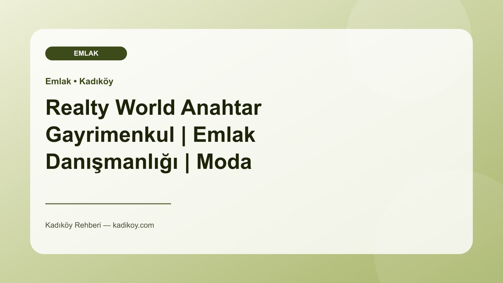 Realty World Anahtar Gayrimenkul | Emlak Danışmanlığı | Moda Emlak Ofisi - Kadıköy işletme fotoğrafı