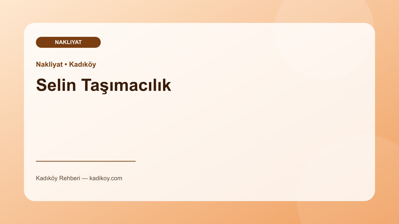Selin Taşımacılık - Kadıköy işletme fotoğrafı