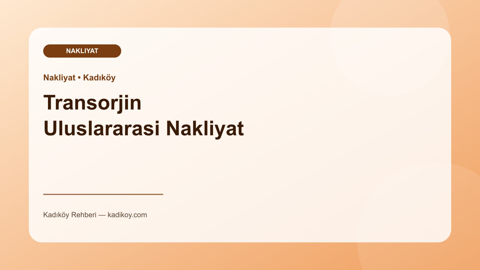 Transorjin Uluslararasi Nakliyat - Kadıköy işletme fotoğrafı