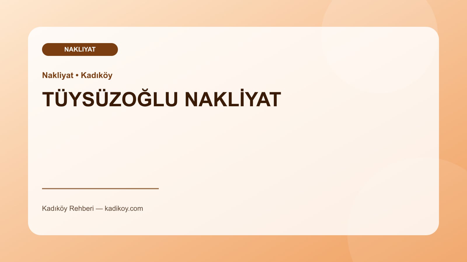 TÜYSÜZOĞLU NAKLİYAT - Kadıköy işletme fotoğrafı