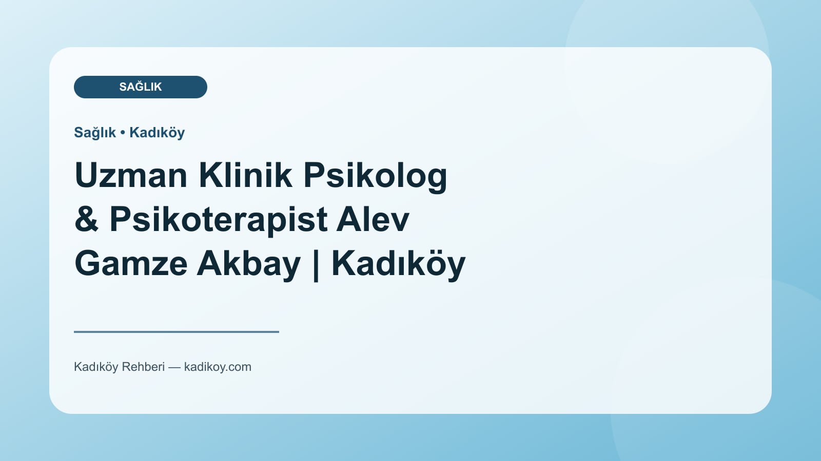 Uzman Klinik Psikolog & Psikoterapist Alev Gamze Akbay | Kadıköy Caddebostan Psikolog - Kadıköy işletme fotoğrafı