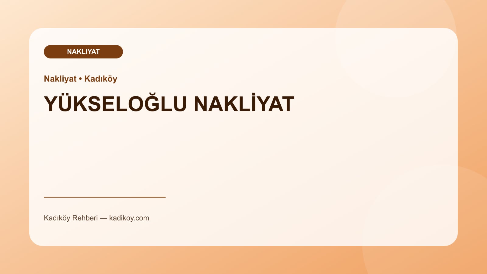 YÜKSELOĞLU NAKLİYAT - Kadıköy işletme fotoğrafı