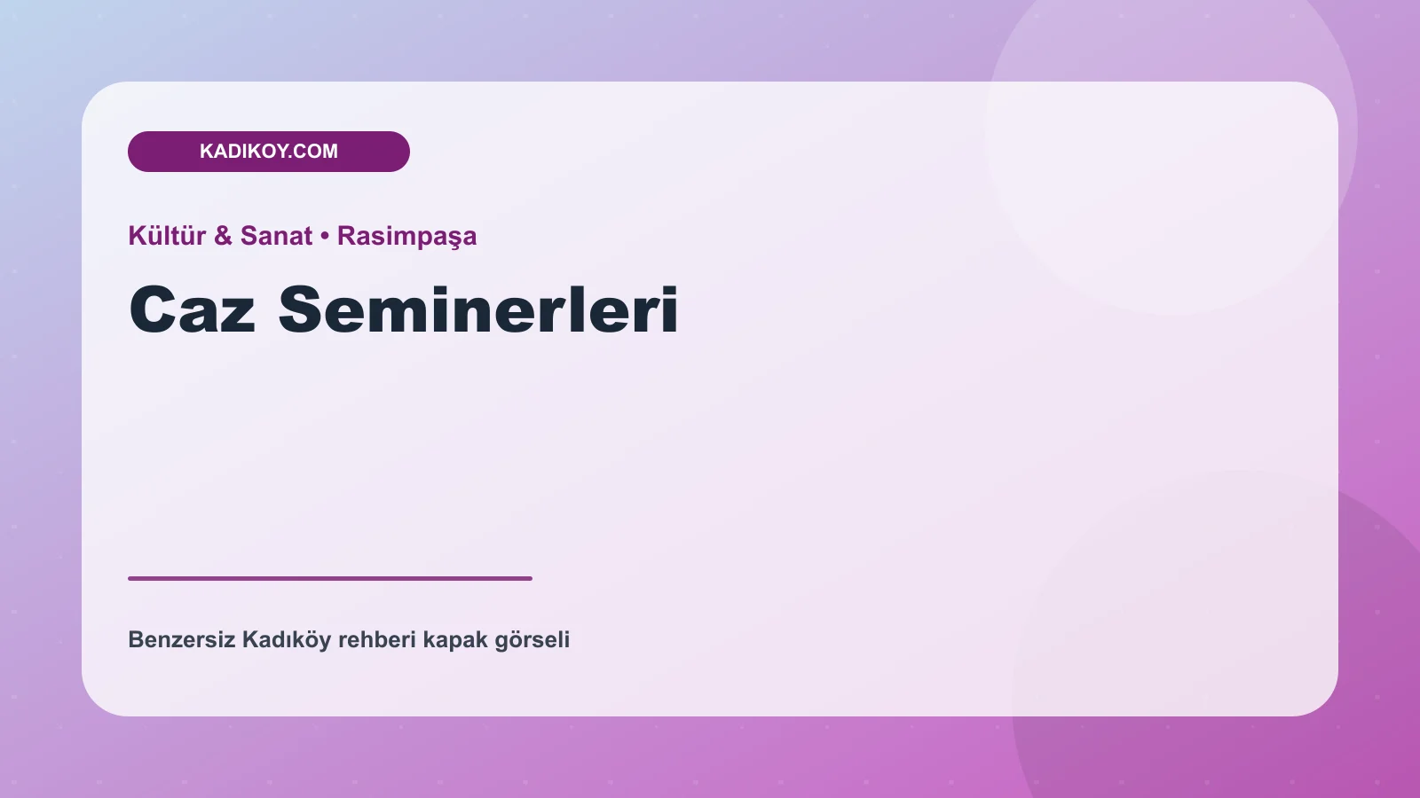 Caz Seminerleri - Kadıköy işletme fotoğrafı