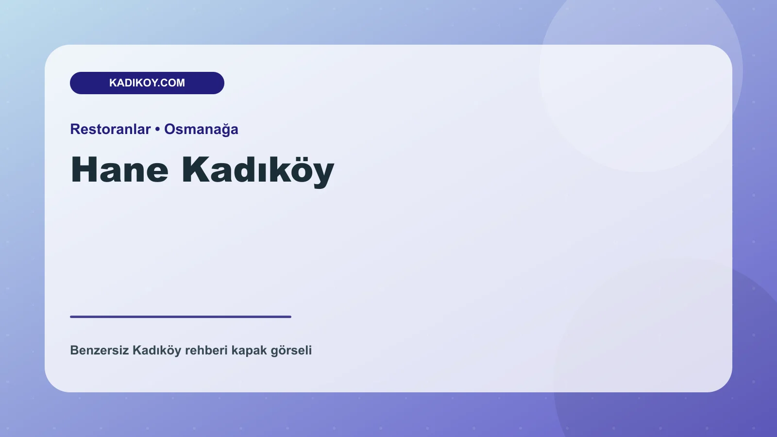 Hane Kadıköy - Kadıköy işletme fotoğrafı