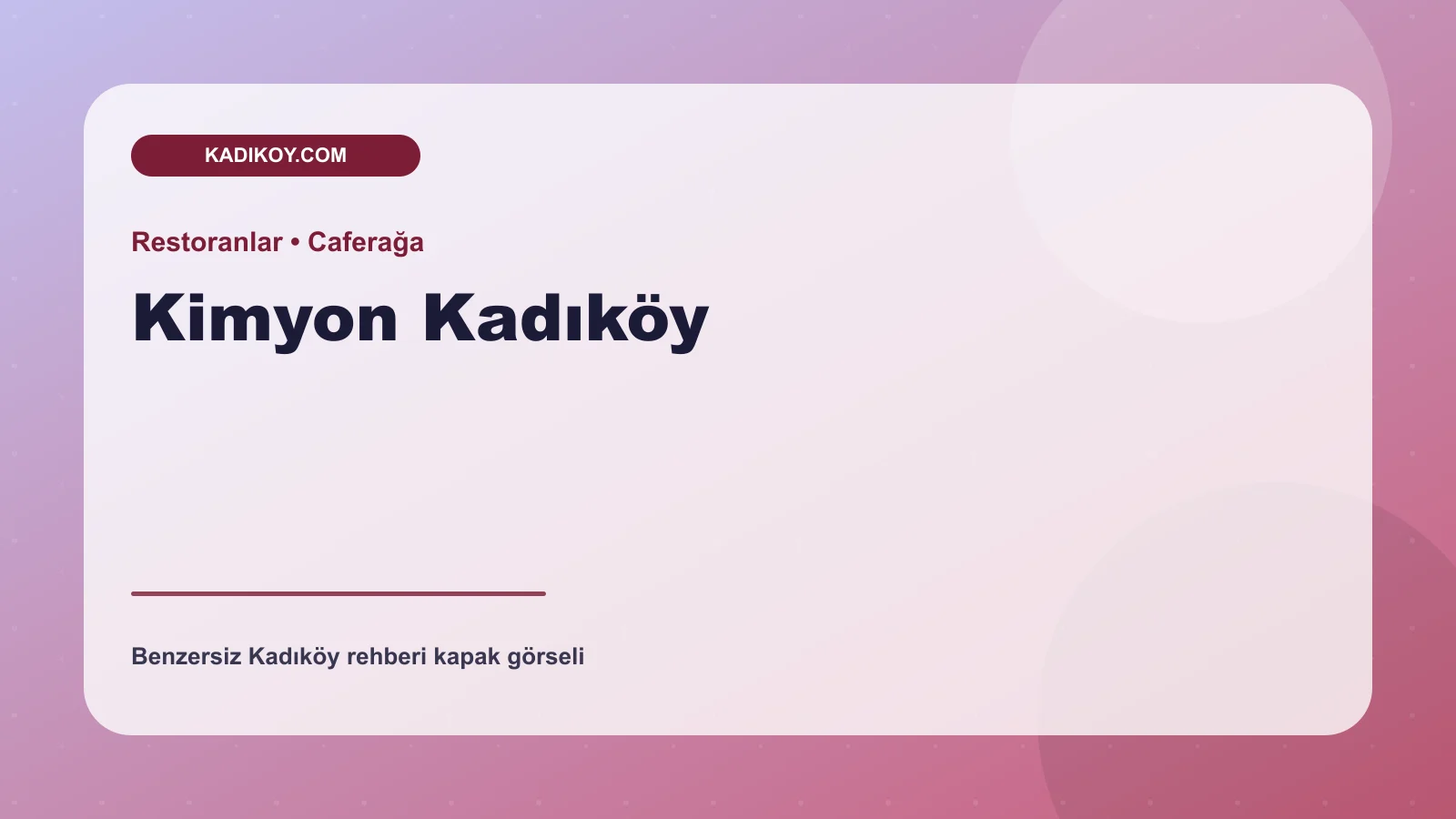 Kimyon Kadıköy - Kadıköy işletme fotoğrafı