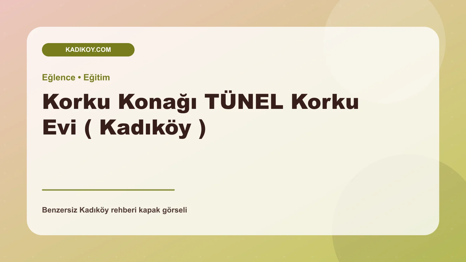 Korku Konağı TÜNEL Korku Evi ( Kadıköy ) - Kadıköy işletme fotoğrafı